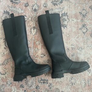 GANNI Black Knee-High Boots